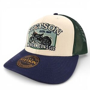 Stetson Motorcycle Embroidered‎ Logo Adjustable Snapback Trucker Cap Hat NEW
